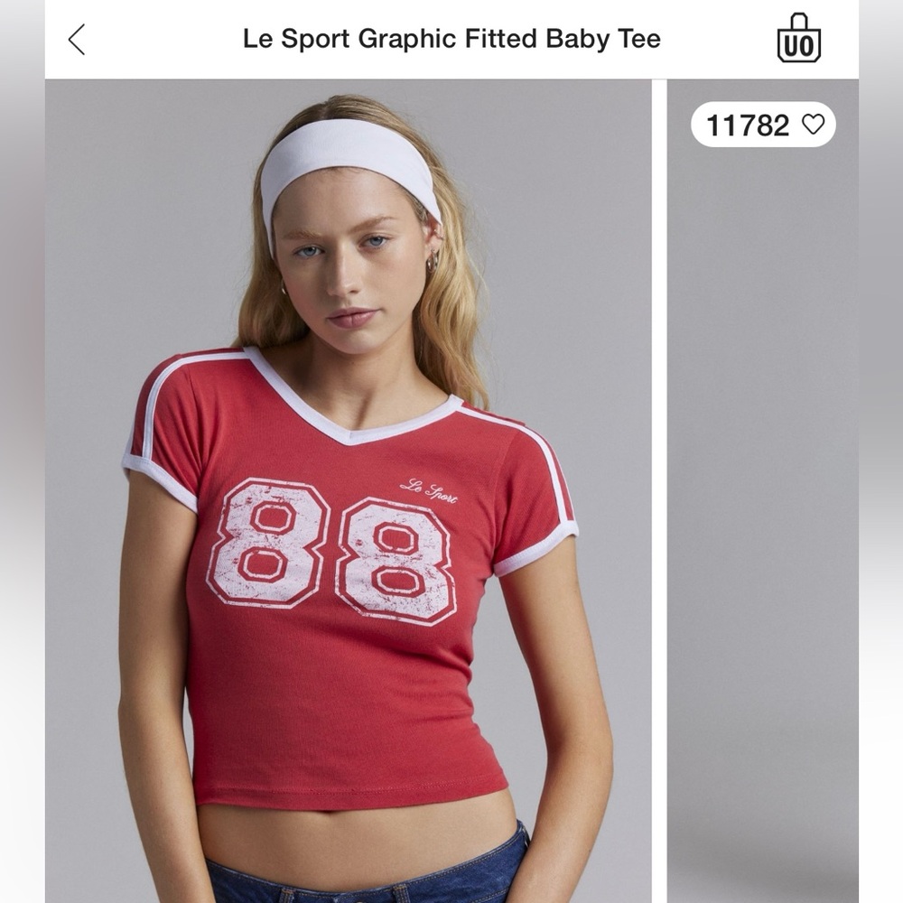 Urban Outfitters exclusive: Le Sport graphic fitted baby tee, red, XXL, NWT